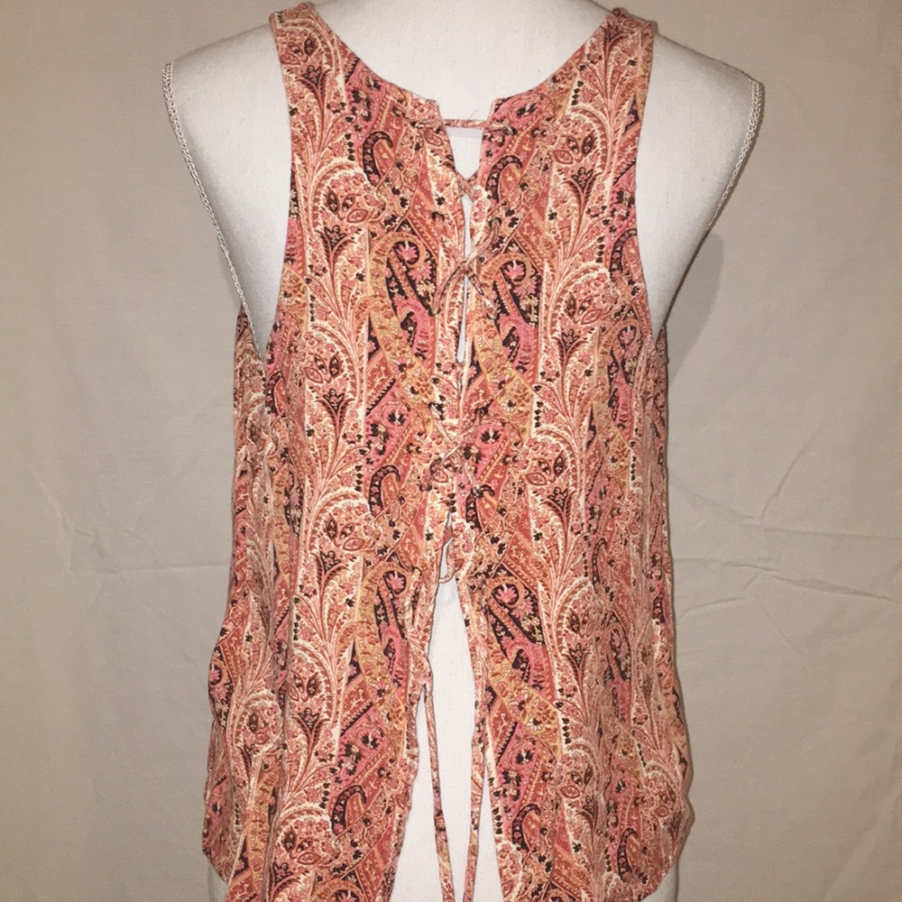 American Eagle Printed Lace Up Tank Top